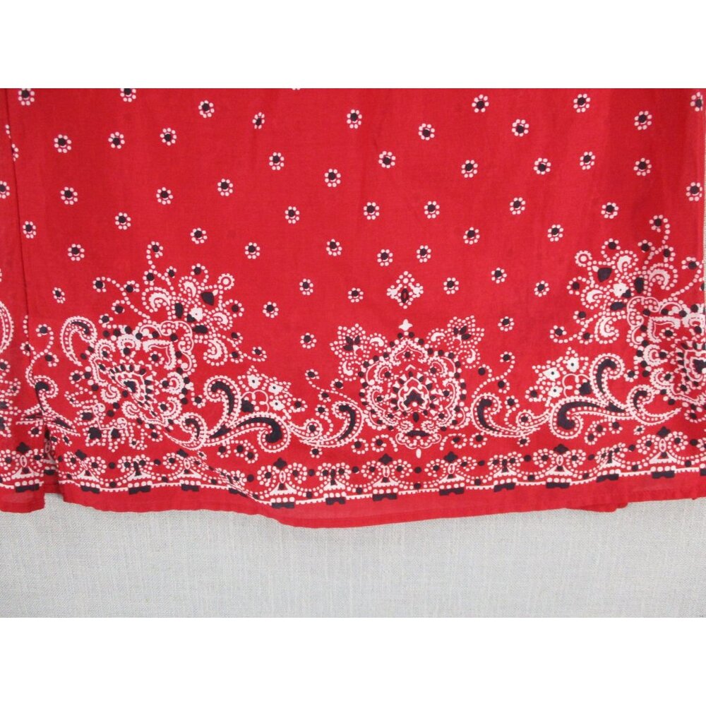 Talbots Red Floral Boho Blouse 3/4 Sleeve Tassel Tie Neck Small Cotton Womens To - Picture 6 of 8